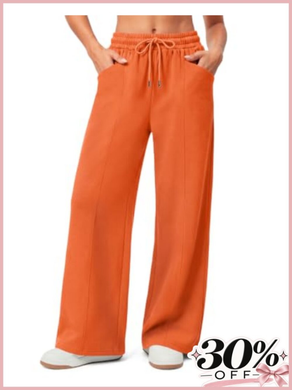 Wide Leg Fleece Lined High Waisted Sweatpants with Pockets